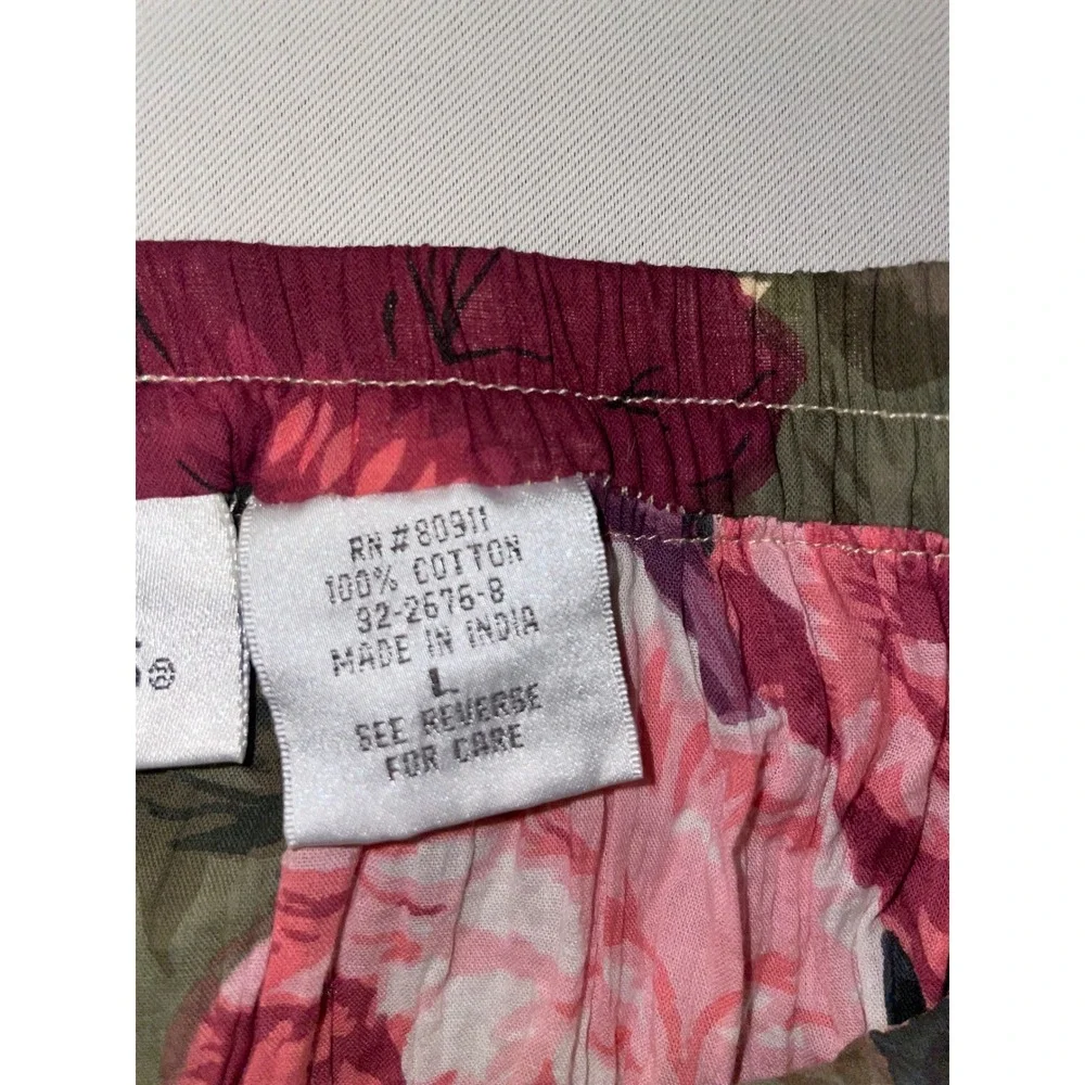 Chadwicks Floral Crinkle Cotton Maxi Skirt Y2K Vintage Cottagecore Boho Large